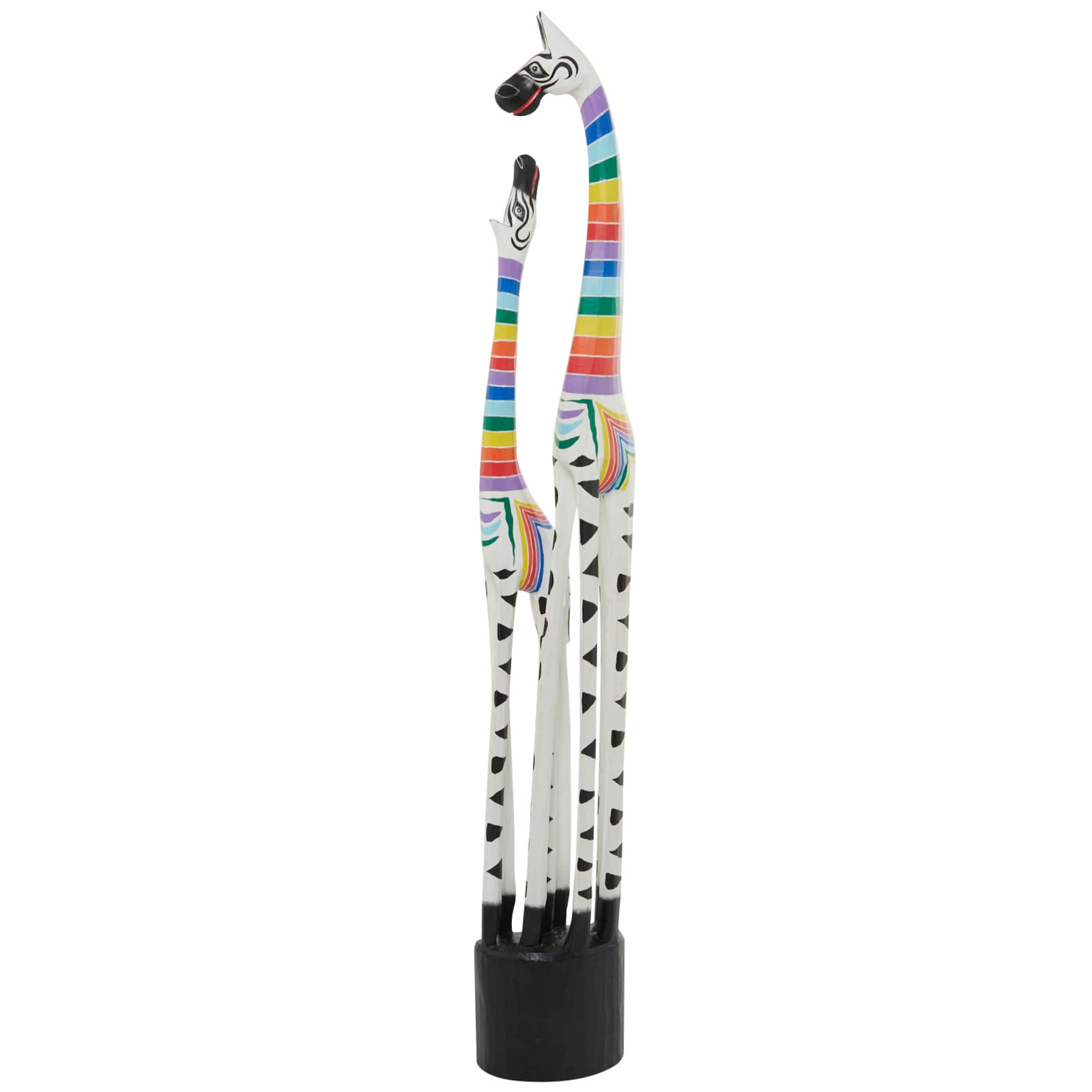 58" Multicolor Wood Striped Giraffe Sculpture